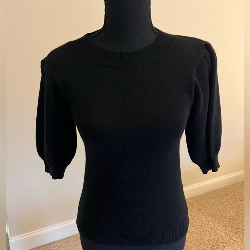 Anthropologie Moth Puff Sleeve Short Sleeve Sweater Black Size XS